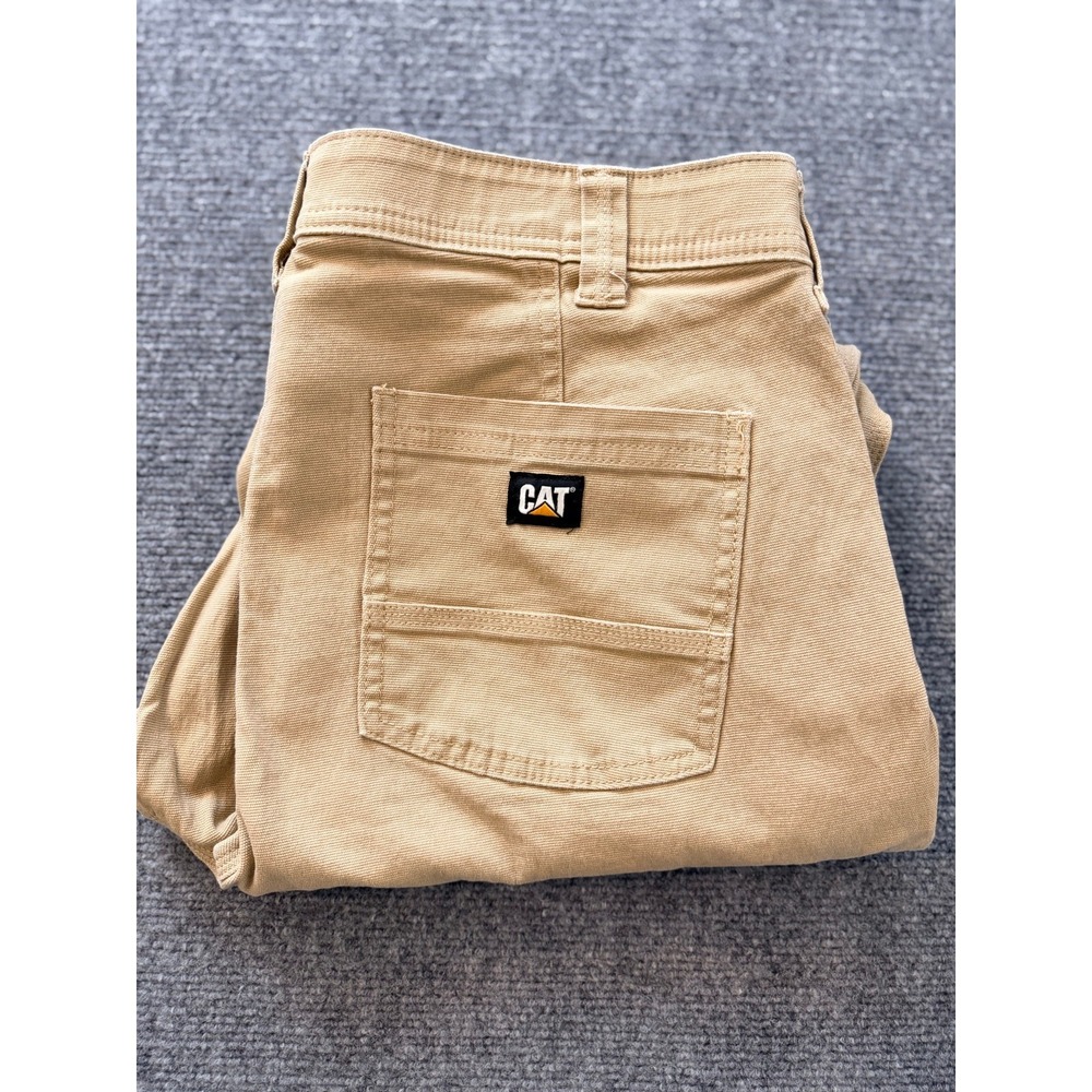 CAT 1752054 Mens Work Pants Size 36x30 Tan Khaki Stretch Cotton Workwear‎